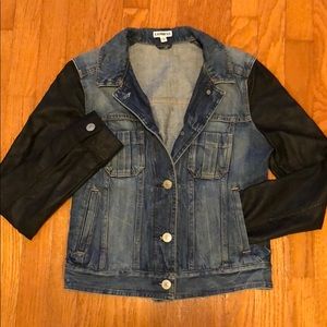 EXPRESS denim jacket with leather sleeves